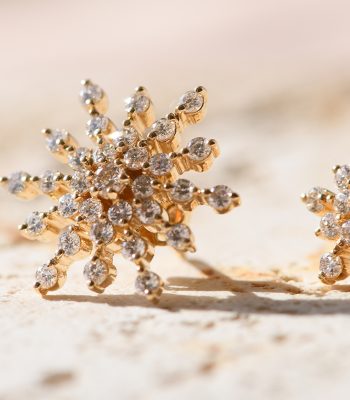 Big and Small Diamond Snowflake Earrings